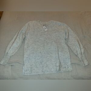 LOFT White Speckled V-Neck Sweater